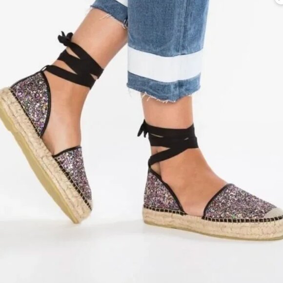 Free People Paradise Espadrille Glitter Gladiators - Size 37 - Picture 1 of 7